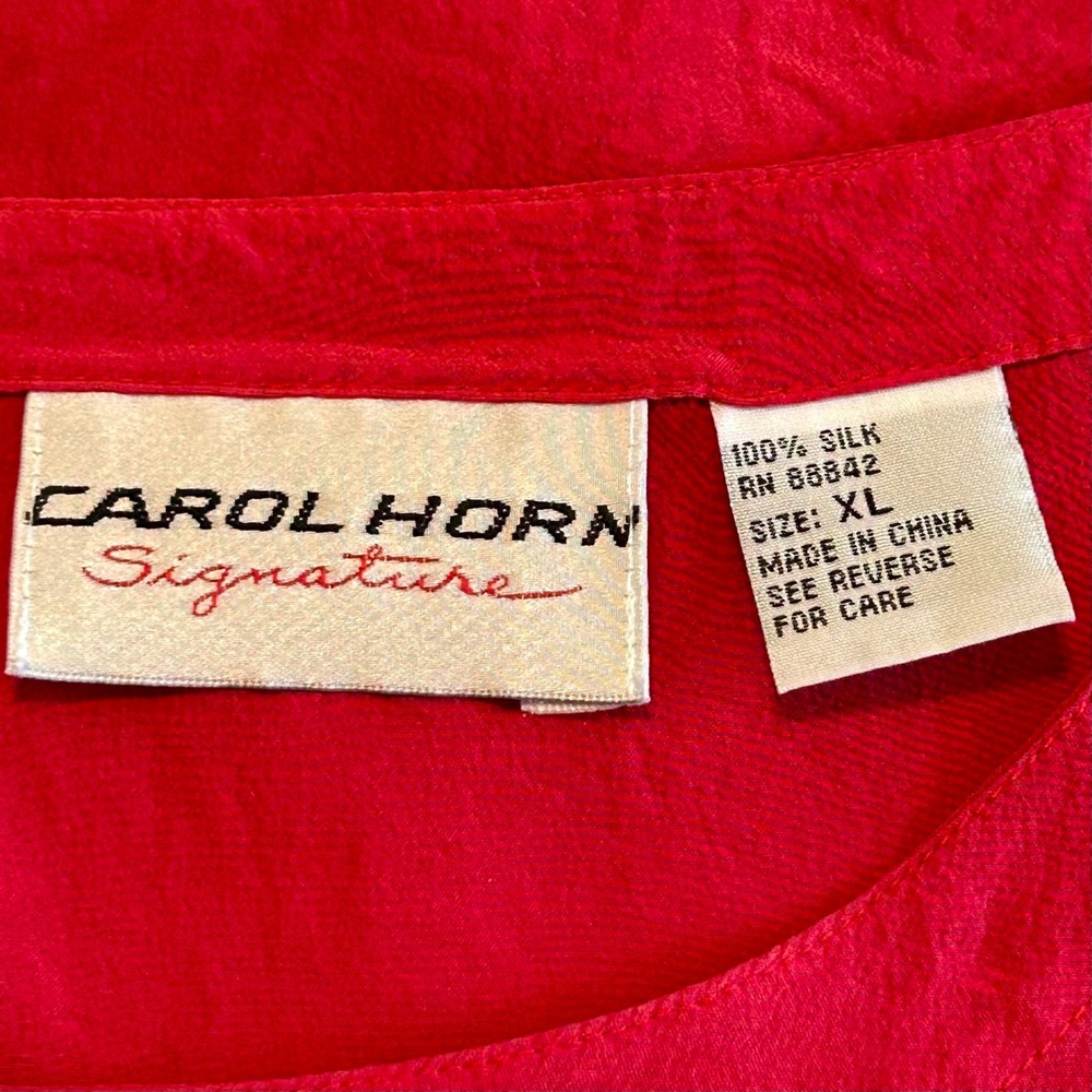 Vintage Carol Horn Signature Red 100% Silk Tank Top Women's XL Chic Quiet Luxury - Picture 5 of 8